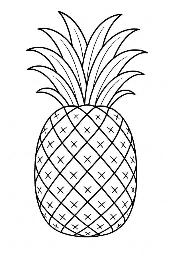 Omalovánka ananas – jednoduchý obrázek exotického ovoce k vybarvení
