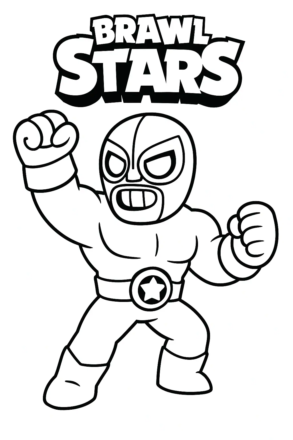 Černobílá omalovánka s postavou El Prima ze hry Brawl Stars k vybarvení
