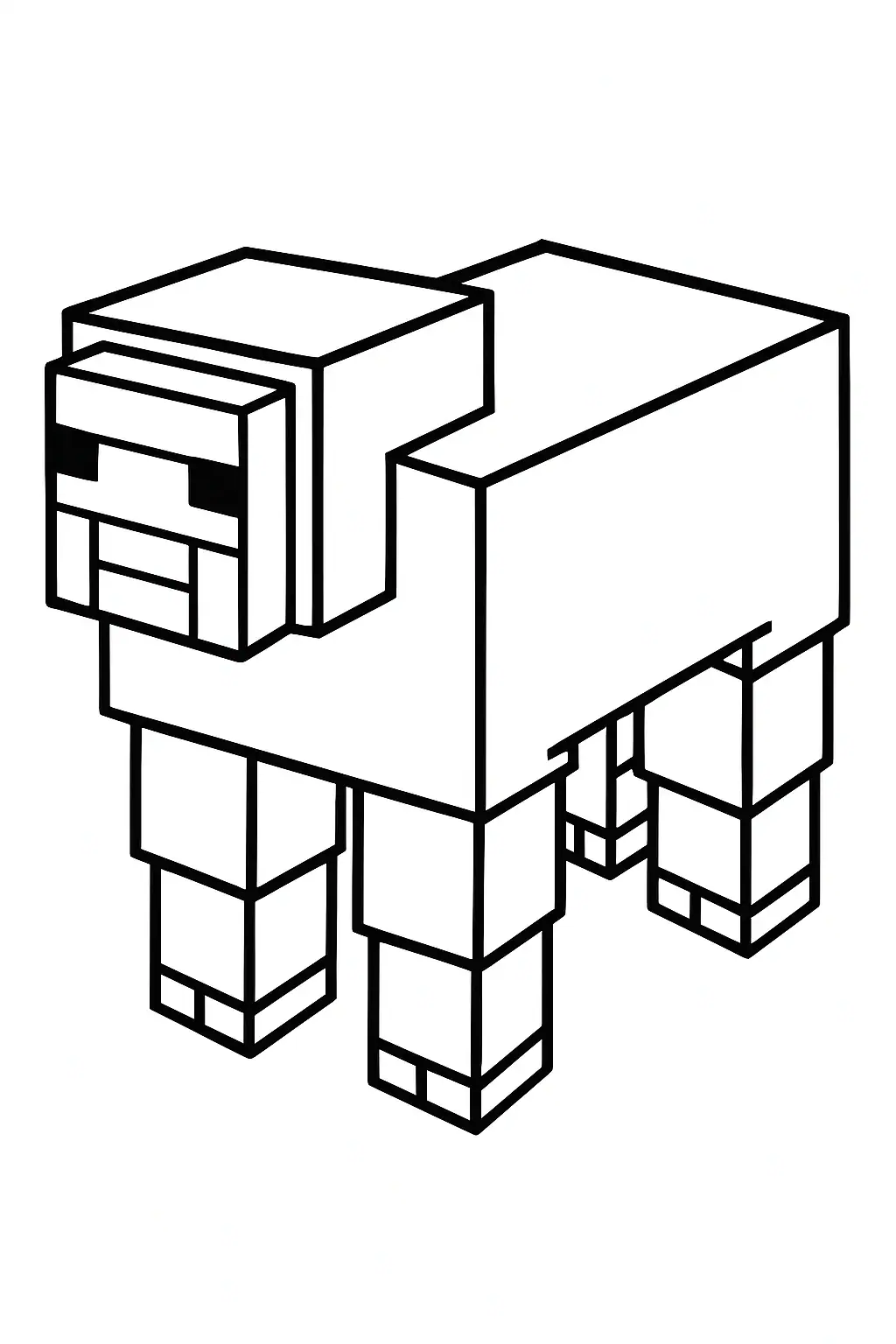 Omalovánka Minecraft ovce v klasickém blokovém stylu